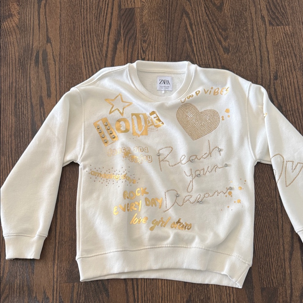Zara Kids Sweatshirts in Cream, Pink, Green, and Gray - Picture 2 of 5